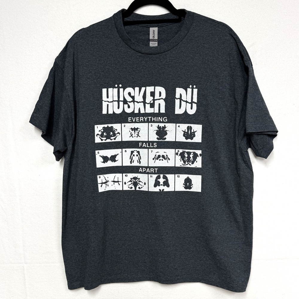 Husker Du Men's T-Shirt, Size XL, Everything Falls Apart  1983 Album Gray White